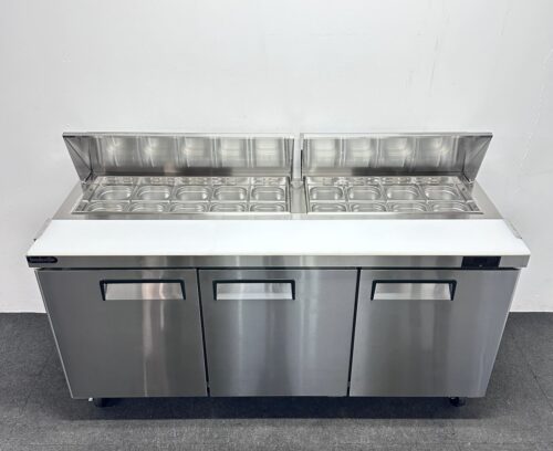 New Foodsville 1850mm 3 Door Pizza / Salad Prep Fridge, On Wheels