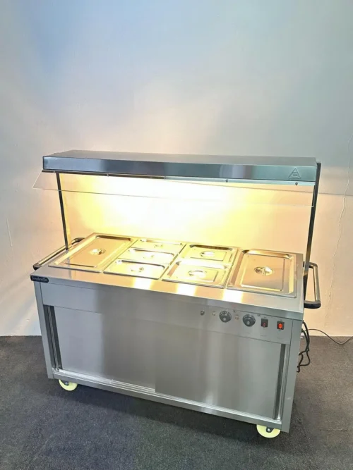 New Foodsville 4 x 1/1 GN Wet Well Bain Marie & Hot Cupboard With Heated Overgantry, On Wheels