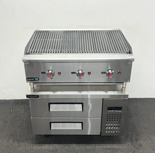 New Foodsville Gas Chargrill On Double Drawer Chilled Chef Base