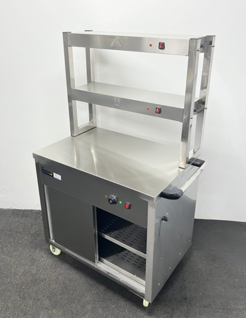 New Foodsville 900mm Hot Cupboard With Double Heated Overgantry, On Wheels