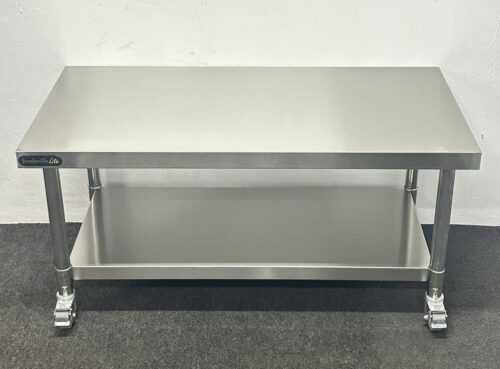 Hire: 1200mm Stainless Steel Table With Undershelf, On Wheels