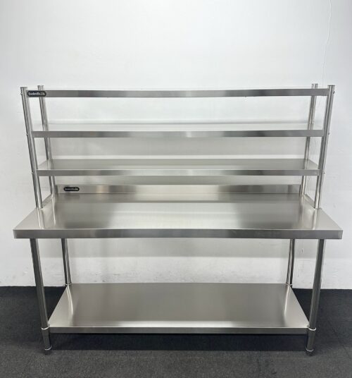New Foodsville 1800mm Stainless Steel Wall Table With Undershelf & Triple Overgantry