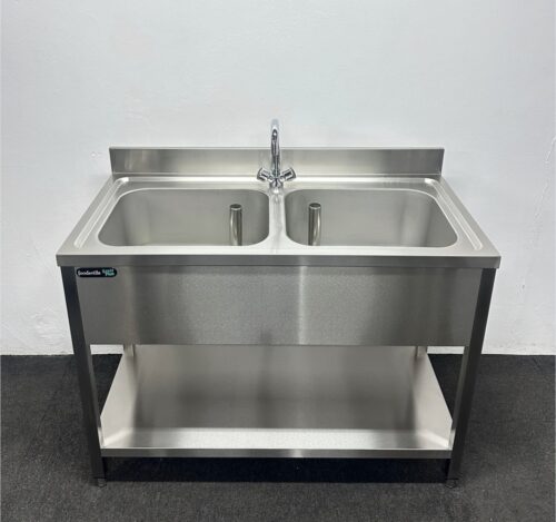 New Foodsville 1200mm Double Bowl Sink With Undershelf