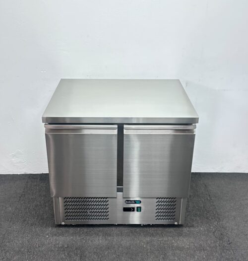 New Foodsville 900mm 2 Door Flat Top Counter Worktop Fridge