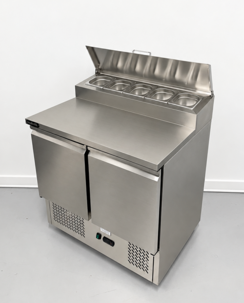 New Foodsville 2 Door Prep Counter Fridge, On Wheels