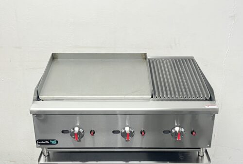 New Foodsville 900mm 3 Burner Gas 2/3 Griddle 1/3 Chargrill