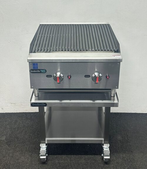 New Foodsville 600mm 2 Burner Gas Chargrill, On Mobile Stand