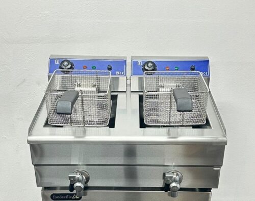 Hire To Purchase: New Foodsville Countertop 2 x 8 Litre Twin Tank Twin Basket Fryer, With Taps
