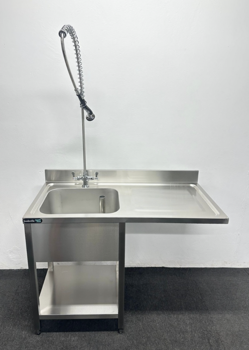 New Foodsville 1200mm Single Bowl Dishwasher Sink With Shower Spray Tap – Right Hand Drainer