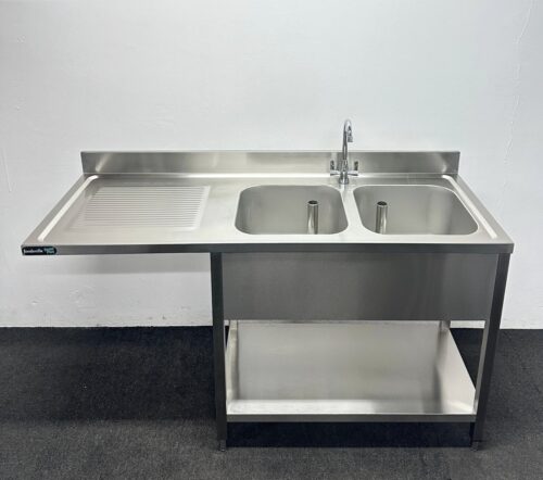 New Foodsville 1600mm Double Bowl Dishwasher Sink - Left Hand Drainer