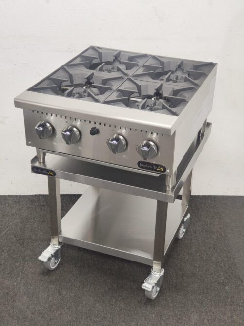New Foodsville Four Burner Countertop Gas Hob, On Mobile Stand