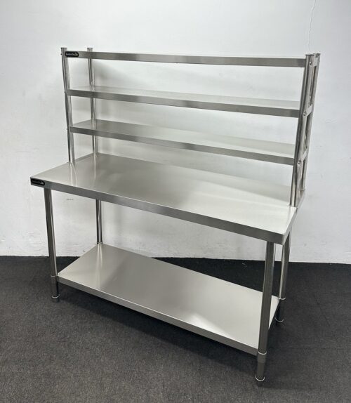 New Foodsville 1500mm Stainless Steel Centre Table With Triple Overgantry
