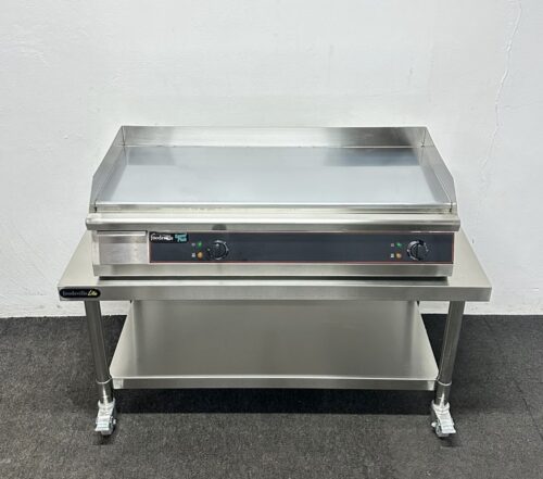 New Foodsville 1000mm Chrome Top Mirror Electric Griddle, On Mobile Stand