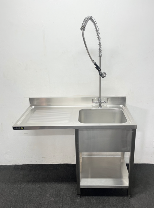 New Foodsville 1200mm Single Bowl Dishwasher Sink With Shower Spray Tap – Left Hand Drainer
