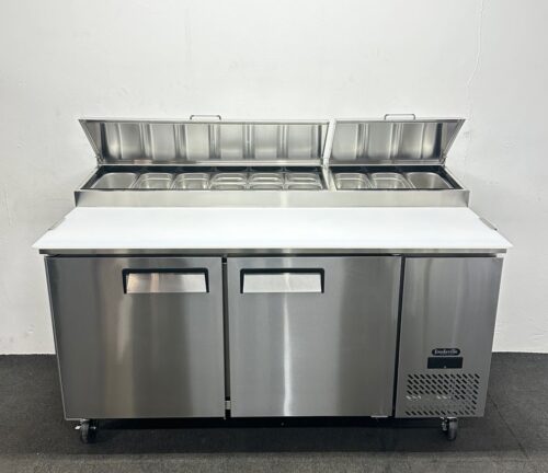 New Foodsville 1700mm Double Door Pizza / Salad Prep Fridge, On Wheels