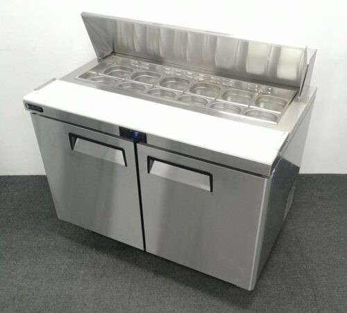 New Foodsville 1230mm 2 Door Pizza / Salad Prep Fridge, On Wheels