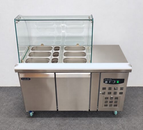 New Foodsville 2 Door Glass Saladette Display Fridge, On Wheels