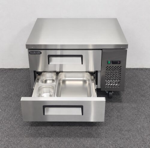 New Foodsville 905mm Two Drawer Refrigerated Chef Base, On Wheels